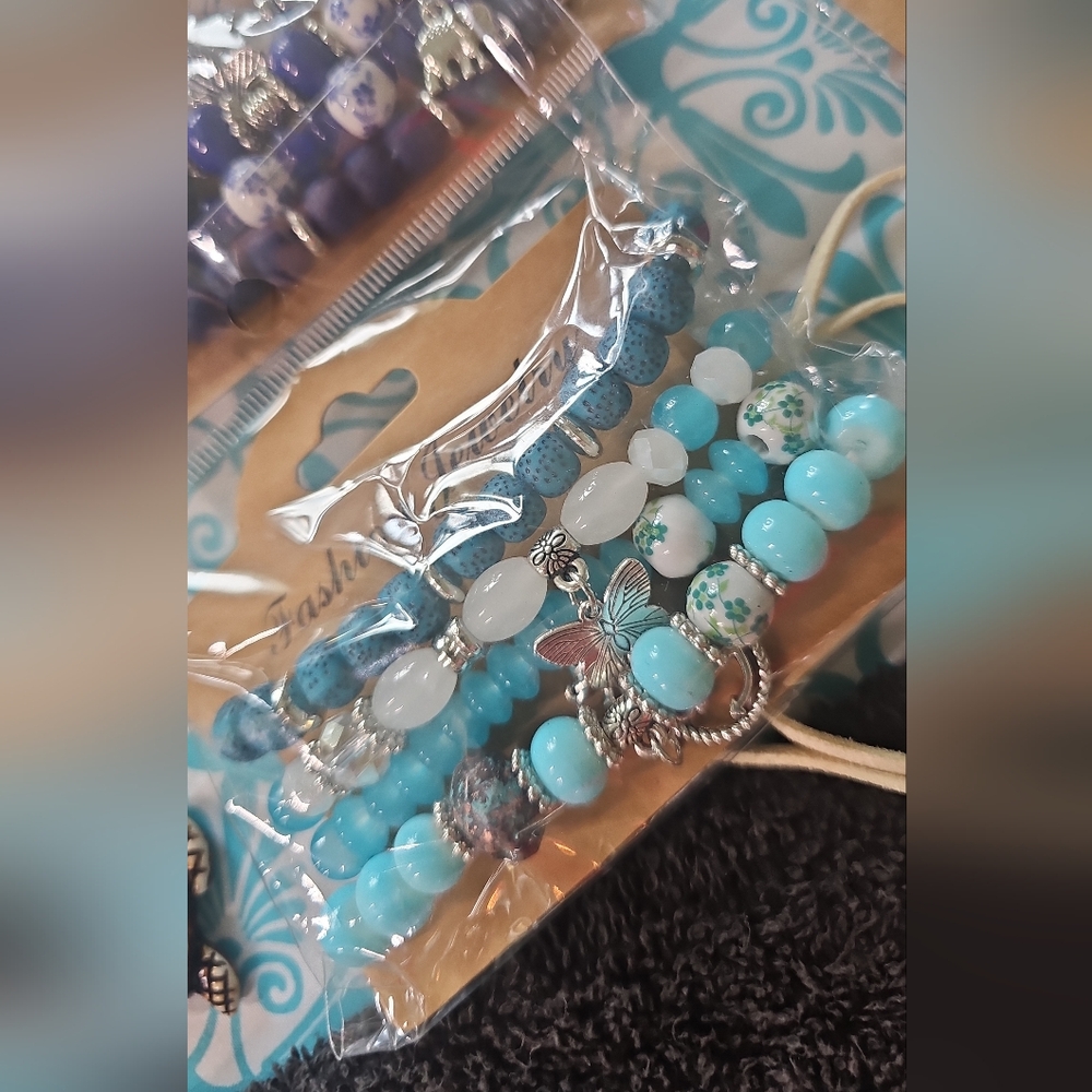 Blue and Silver Layered Turquoise Bracelet